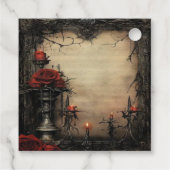 Halloween-rote Rose mit Kerzen Geschenkanhänger (Rückseite)