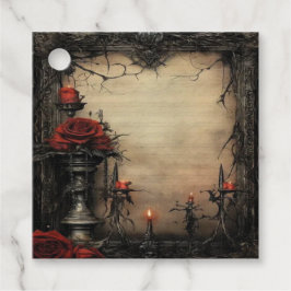 Halloween-rote Rose mit Kerzen Geschenkanhänger