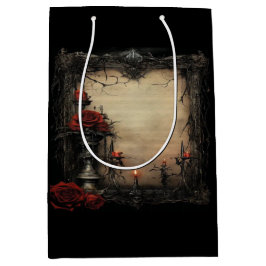 Halloween-rote Rose mit Kerzen Mittlere Geschenktüte