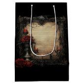 Halloween-rote Rose mit Kerzen Mittlere Geschenktüte (Rückseite)