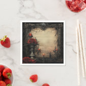 Halloween-rote Rose mit Kerzen Serviette (Beispiel)