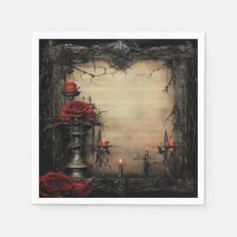 Halloween-rote Rose mit Kerzen Serviette