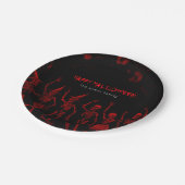 Halloween rote Skelette Pappteller (Schrägansicht)