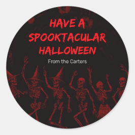 Halloween rote Skelette Runder Aufkleber