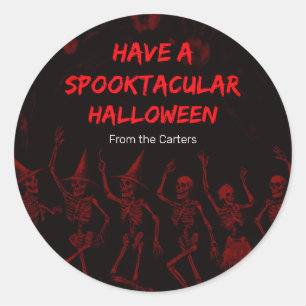 Halloween rote Skelette Runder Aufkleber