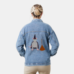 =Halloween Rote und Broom Jeansjacke