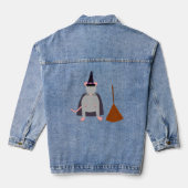 =Halloween Rote und Broom Jeansjacke (Rückseite)