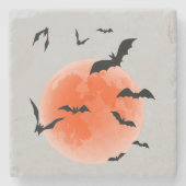 Halloween Roter Mond und Schwarze Fledermäuse Steinuntersetzer (Vorderseite)