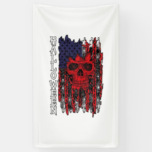 Halloween roter Totenkopf Amerikanische Flagge Spi Banner