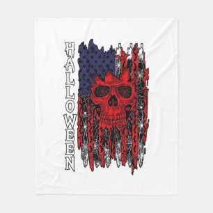 Halloween roter Totenkopf Amerikanische Flagge Spi Fleecedecke
