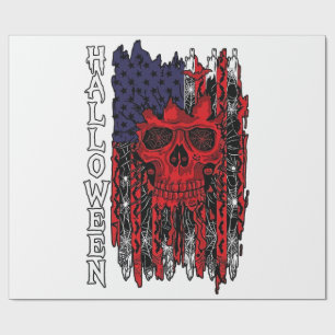 Halloween roter Totenkopf Amerikanische Flagge Spi Geschenkpapier