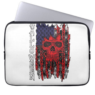Halloween roter Totenkopf Amerikanische Flagge Spi Laptopschutzhülle