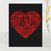 Halloween, Rotes Herz, Feiertag Karte (Gelbe Blume)