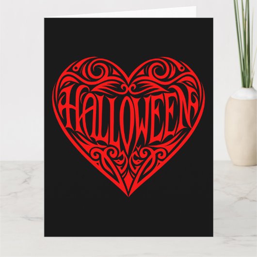 Halloween, Rotes Herz, Feiertag Karte (Vorderseite)