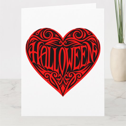 Halloween, Rotes Herz, Feiertag Karte (Vorderseite)