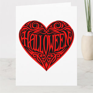 Halloween, Rotes Herz, Feiertag Karte