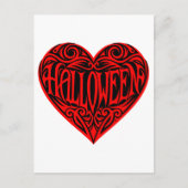 Halloween, Rotes Herz, Feiertag Postkarte (Vorderseite)