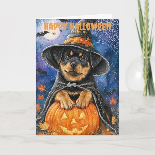 Halloween Rottweiler Dog Feiertagskarte (Vorderseite)