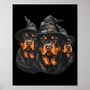 Halloween Rottweiler Hunde Hexe Niedlich Gruselig  Poster