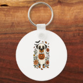 Halloween Rottweiler mit Blume Schlüsselanhänger (Vorderseite)