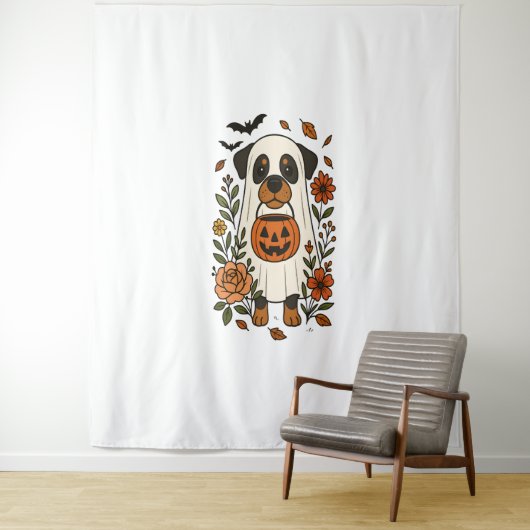 Halloween Rottweiler mit Blume Wandteppich (Beispiel)