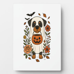 Halloween-Rottweiler mit Blumen Fotoplatte