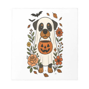 Halloween-Rottweiler mit Blumen Notizblock