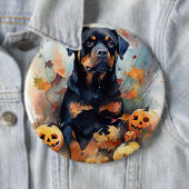 Halloween Rottweiler mit Pumpkins Beängstigend Button (Beispiel)