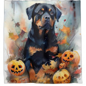 Halloween Rottweiler mit Pumpkins Beängstigend Duschvorhang (Vorderseite)