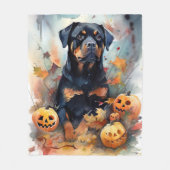 Halloween Rottweiler mit Pumpkins Beängstigend Fleecedecke (Vorderseite)