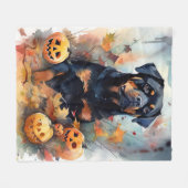 Halloween Rottweiler mit Pumpkins Beängstigend Fleecedecke (Vorderseite (Horizontal))