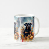 Halloween Rottweiler mit Pumpkins Beängstigend Kaffeetasse (VorderseiteRechts)
