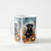 Halloween Rottweiler mit Pumpkins Beängstigend Kaffeetasse (Vorderseite Links)