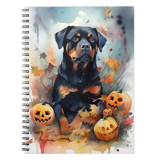 Halloween Rottweiler mit Pumpkins Beängstigend Notizblock (Vorderseite)