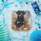 Halloween Rottweiler mit Pumpkins Beängstigend Pappteller (Party)