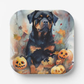 Halloween Rottweiler mit Pumpkins Beängstigend Pappteller (Vorderseite)