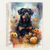 Halloween Rottweiler mit Pumpkins Beängstigend Planer (Vorderseite)