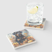 Halloween Rottweiler mit Pumpkins Beängstigend Steinuntersetzer (Seitenansicht)