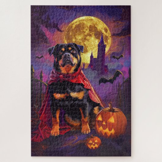 Halloween Rottweiler Vampir Kürbisse Gruselig Puzzle (Vertikal)