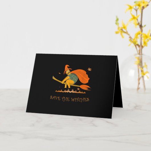 Halloween Rotzunge Flying Turtle Broom Salem Karte (Gelbe Blume)