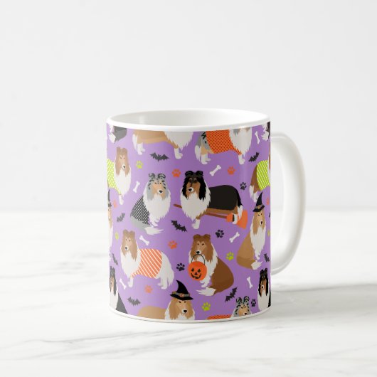 Halloween Rough Collie Coffee Tasse (VorderseiteRechts)