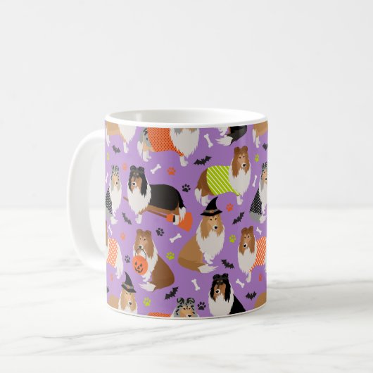 Halloween Rough Collie Coffee Tasse (Vorderseite Links)