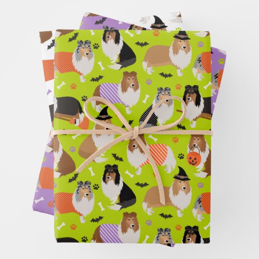 Halloween Rough Collie Geschenkpapier Set (Beispiel)