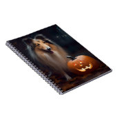 Halloween Rough Collie mit Pumpkins Beängstigend Notizblock (Rechte Seite)