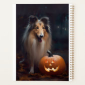 Halloween Rough Collie mit Pumpkins Beängstigend Planer (Rückseite)