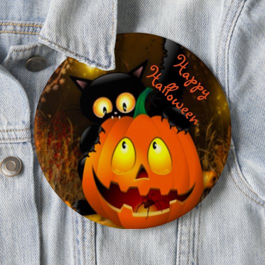 Halloween Round Button/Black Cat/Pumpkin Button (Beispiel)