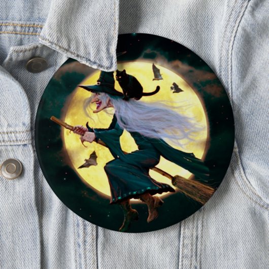 Halloween Round Button/Flying Hexe Button (Beispiel)