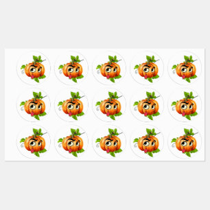 Halloween Round Stickers - Funny Pumpkin Face Etiketten