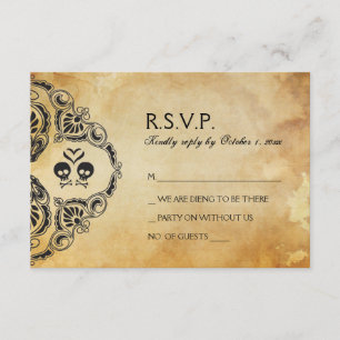 Halloween RSVP - Skull & Crossbones Karte