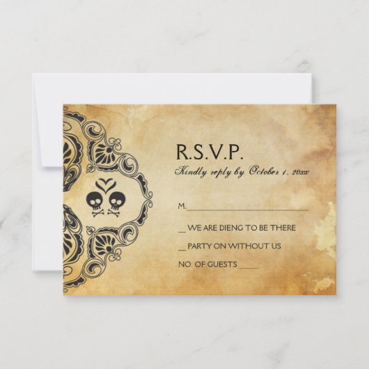 Halloween RSVP - Skull & Crossbones Karte (Vorderseite)